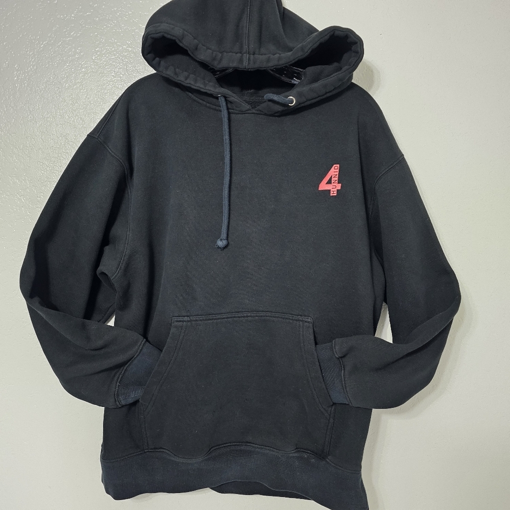 4Hunnid Hoodie Men’s Large Black Pullover Streetwear Graphic “Good Sex No Stress